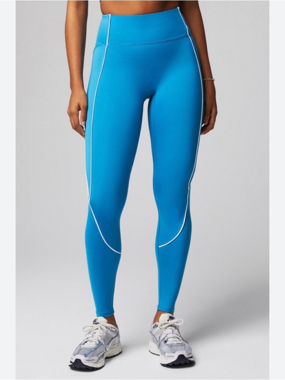 Fabletics Medium Bright Blue High-Waist Leggings with White Piping